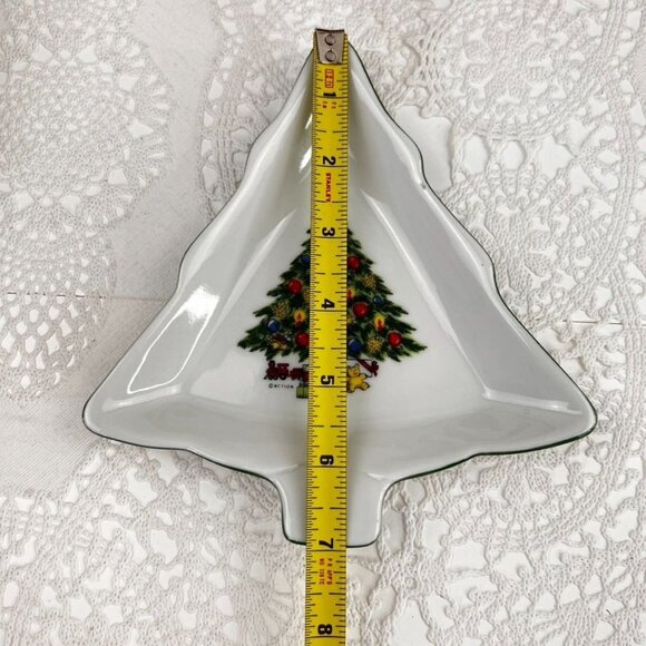 Vintage Christmas By Carlton Set of 4 Tree Shaped Dishes Mount Clemens Pottery - Picture 7 of 11